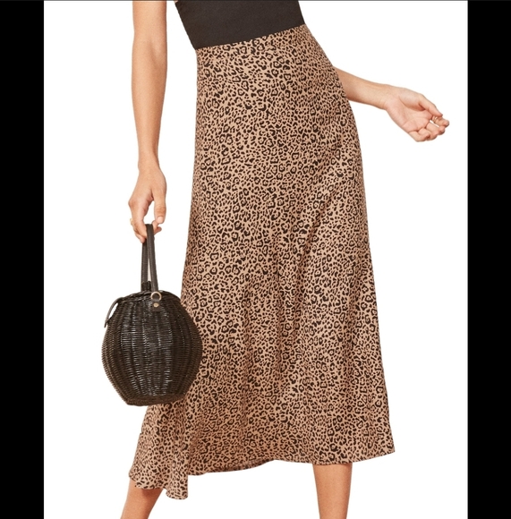 Reformation Animal Print Midi Skirt Size 6 NWOT - Picture 1 of 9